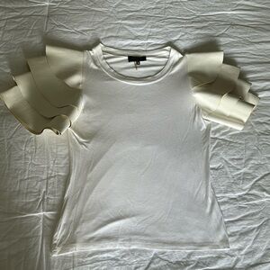 Gracia Mixed T-Shirt with Pleather Layered Sleeves